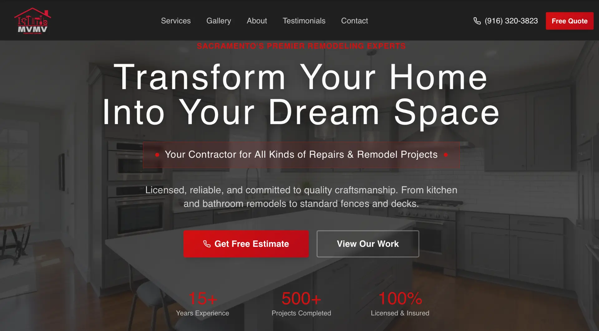 MVMV remodeling contractor website